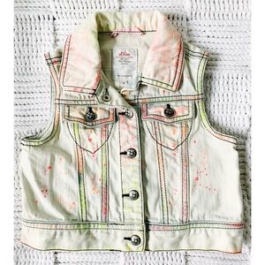 S. Oliver Paint Splatted Jean Vest Buttons Size 98